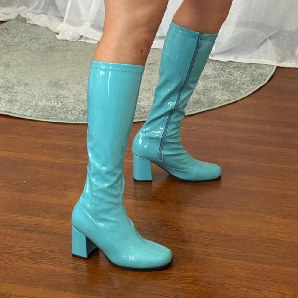✦ glossy aqua patent go-go boots ✦ - Picture 5 of 6